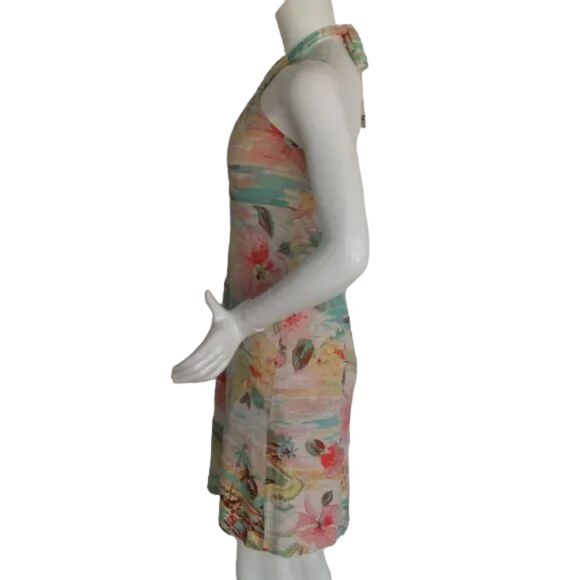 TOMMY BAHAMA Halter Dress, S, Beach/Island Print Hibiscus/Palm Trees, Multicolor - Picture 6 of 12